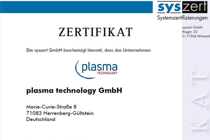 2024-Zertifikat_9001 Qualitätsmanagement plasma technology GmbH