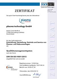 Qualitätsmanagement-Zertifikat-plasma-technology-GmbH-Download-Vorschau-PDF