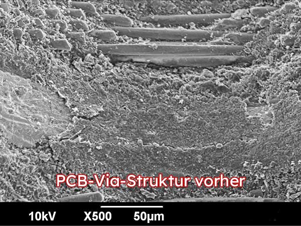 Via-Desmearing von Leiterplatten vor Plasmareinigung